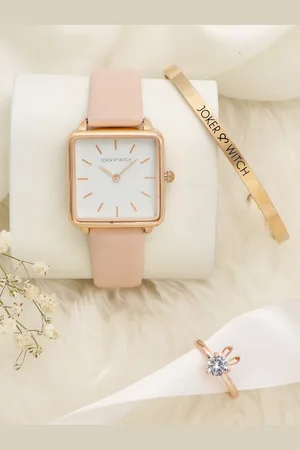 Joker & Witch Women Gold-Toned & Pink Watch Gift Set JWLT354