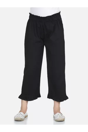 Cutiekins Girls Black Solid Regular Fit Capris
