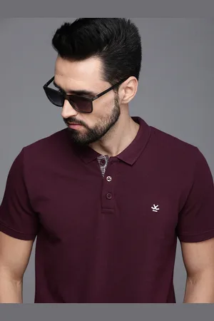 WROGN Men Maroon Polo Collar Slim Fit Pure Cotton T-shirt