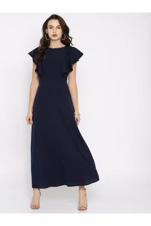 Rare Fashion Women Blue Solid Maxi Dress