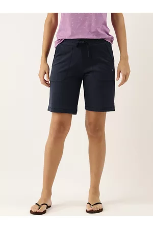 ENAMORA Women Mid-Rise Cotton Bermuda Shorts with Side Pockets E080