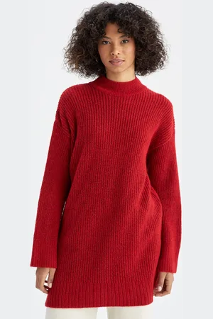 DeFacto Women Red Striped Longline Pullover