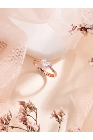 Zavya Women Rose Gold-Plated Whisper of the Heart 925 Sterling Silver Finger Ring