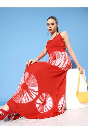 KASSUALLY Women Red Tie & Dye Dress