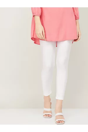 Lifestyle Women White Solid Ankle-Length Leggings