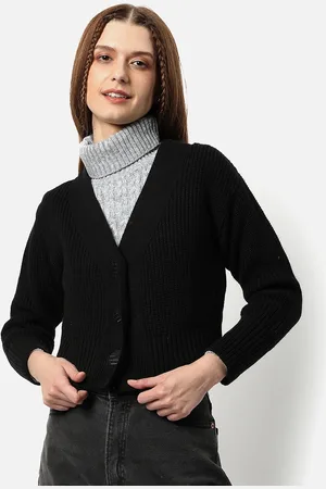 Campus Women Black Crop Pullover