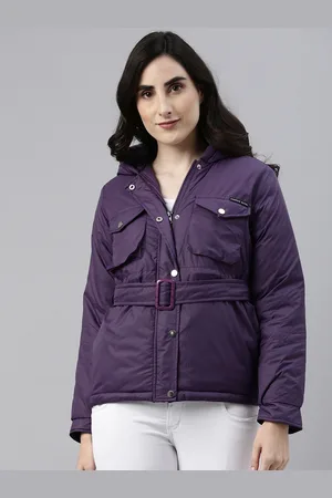 Campus Women Purple Windcheater Outdoor Padded Jacket