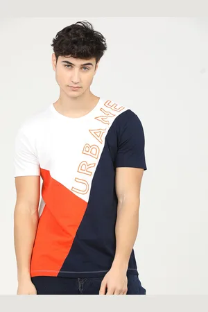 LocoMotive Men White Colourblocked Slim Fit T-shirt