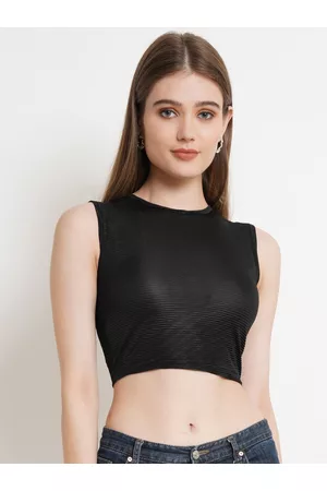 Popwings Women Black Crop Top