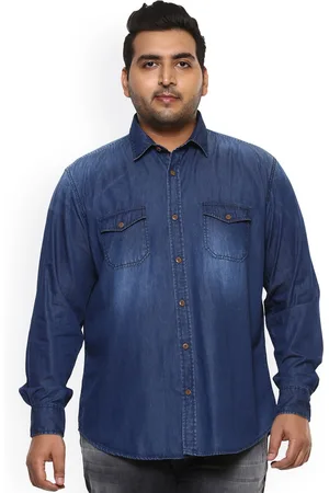 John Pride Plus Size Men Blue Regular Fit Solid Casual Shirt