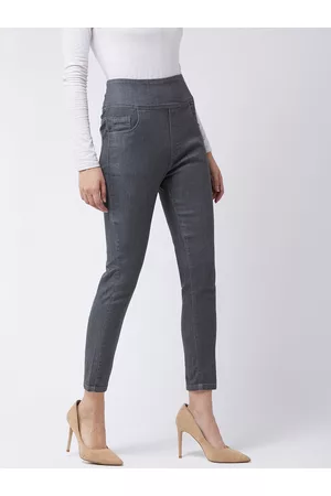 Miss Chase Women Grey Solid Skinny-Fit Jeggings