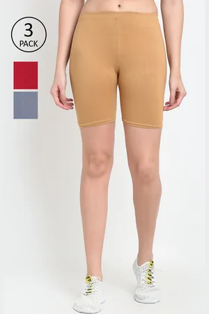 Jinfo Women Pack of 3 Grey & Nude-Coloured Cycling Shorts