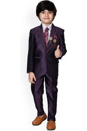 DKGF FASHION Boys Purple Regular-Fit 4-Piece Suit