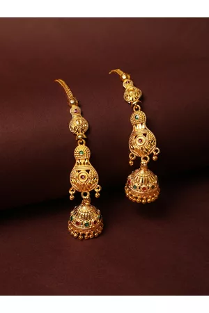 Asmitta Jewellery Gold-Toned Circular Jhumkas Earrings
