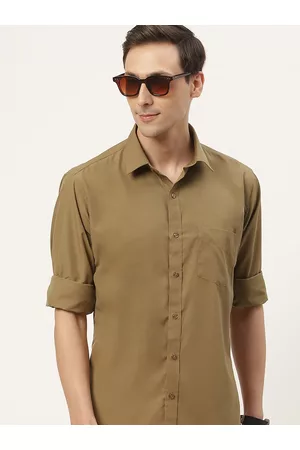 English Navy Men Khaki Classic Slim Fit Casual Shirt