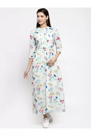 INDIBELLE Women White Printed Fit and Flare Dress