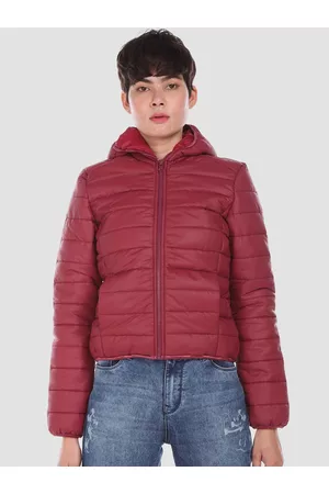 U.S. Polo Assn. Women Maroon Colourblocked Puffer Jacket