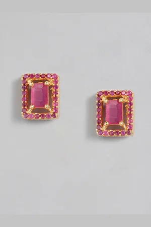 justpeachy Red Gold Plated Square Studs