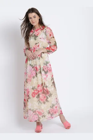 Sera Women Pink Floral Print Fit and Flare Dress