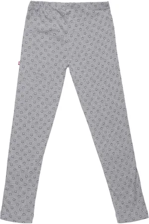 Nino Bambino Girls Grey Melange Printed Ankle-Length Organic Cotton Leggings