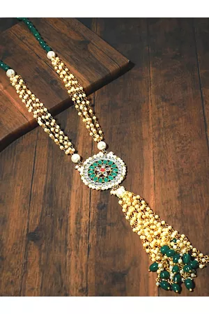 karatcart Gold-Toned & Green Gold-Plated Handcrafted Necklace