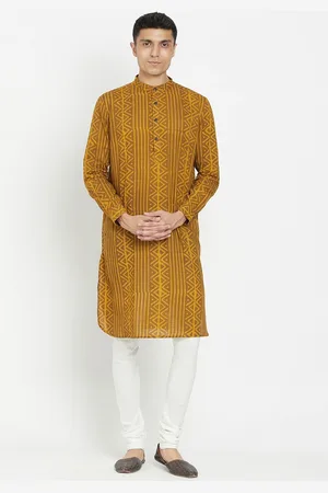 Fabindia Men Rust Geometric Printed Kurta