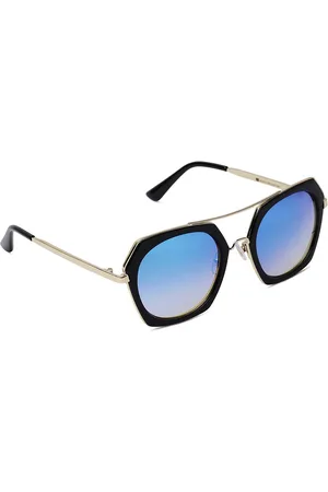 MARC LOUIS Adult Blue Lens & Black Round Sunglasses with UV Protected Lens (4019 C1 Blue)