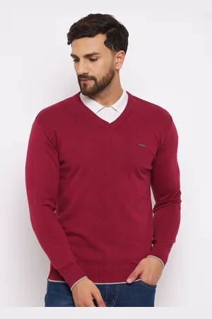 Duke Men Red Solid Acrylic Pullover