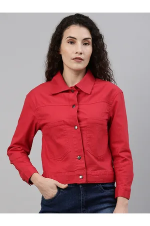 Campus Women Red Solid Denim Jacket