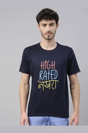 Bushirt Men Navy Blue Printed Round Neck Cotton T-shirt