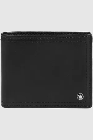 Louis Philippe Men Black Solid Two Fold Leather Wallet