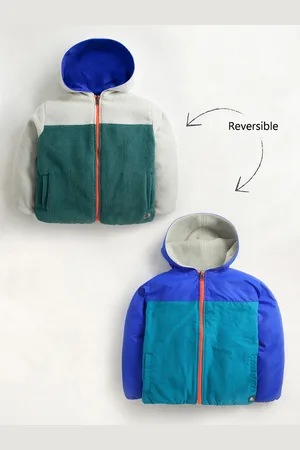 Cherry Crumble Boys Blue Colourblocked Puffer Jacket
