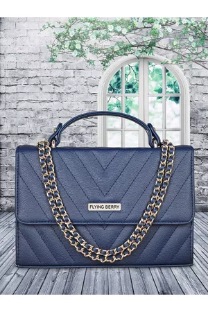 FLYING BERRY Women Blue PU Structured Handheld Bag with Quilted