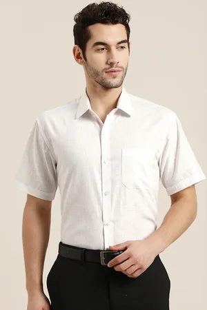 SOJANYA Men White Solid Classic Formal Shirt