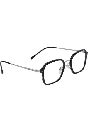 Peter Jones Eyewear Unisex Black & Silver-Toned Square Blue Light Blocking Glasses