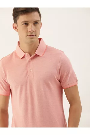 Invictus Men Peach Polo Collar Pure Cotton T-shirt