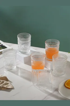 Nestasia Transparent Set Of 6 Textured Water & Juice Glasses 250 ml Each