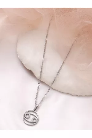 BeWitched Silver-Toned Cancer Zodiac Sign Charm Pendant With Chain