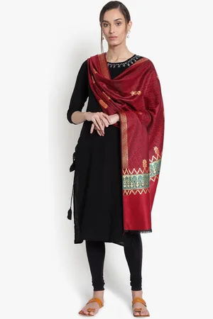 Mizash Women Maroon & Beige Ethnic Motifs Printed Shawl
