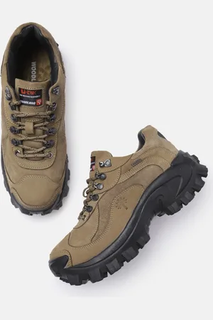 Woodland Men Khaki Brown Leather Sneakers