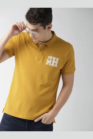 Mast & Harbour Men Mustard Yellow Polo Collar T-shirt