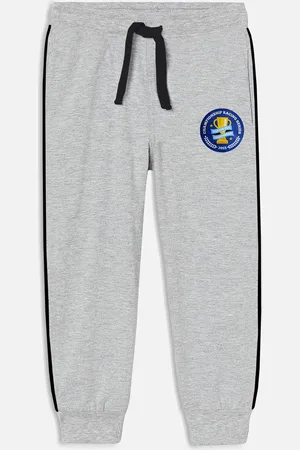 Miss & Chief Boys Grey Solid Pure Cotton Joggers