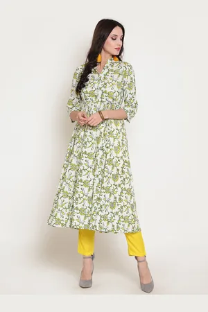 Sera Women Green & White Printed Kurta with Trousers
