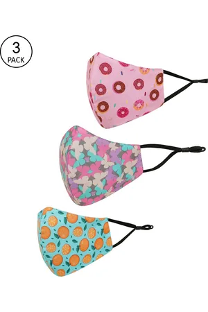 Tossido Kids Pack Of 3 Reusable Pure Cotton 3-Ply Cloth Masks