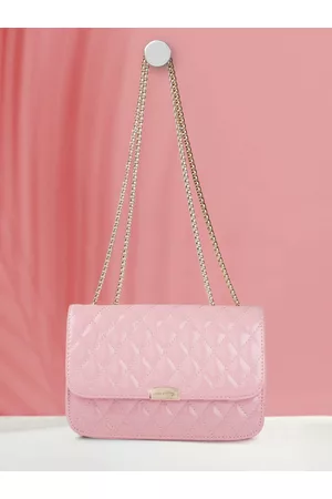 Lino Perros Women Peach-Coloured Quilted Structured Shoulder Bag