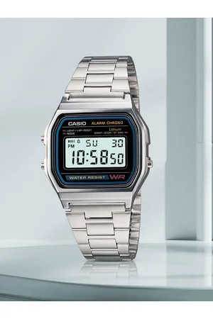 Casio Vintage A158WA-1DF Black Digital Dial Silver Stainless Steel Band D011