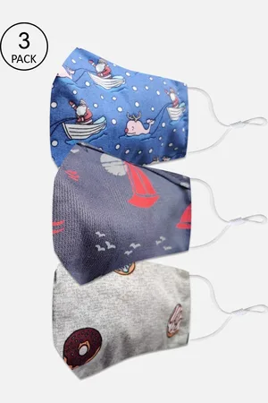 EL REGALO Kids Pack of 3 Printed 3-Ply Cotton Reusable Outdoor Cloth Masks