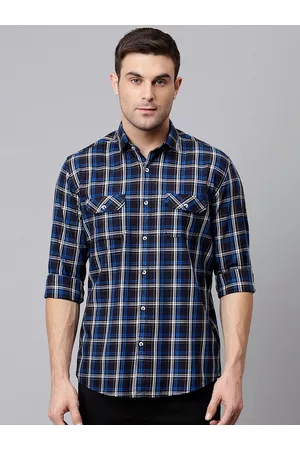 Richlook Men Blue Slim Fit Checked Casual Shirt