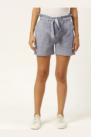 IQRAAR Women Blue Cotton Shorts