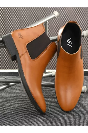 Viv Men Tan Brown Solid Chelsea Boots